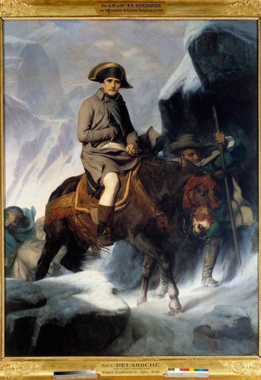 Muotokuva Napoleon Bonapartesta (1769-1821) ylittämässä Saint Bernardin vuonna 1800 Paul Delarochen (1797-1856) maalaus. 1848. Dim. 2,22 x 2,89 m. - Muotokuva Napoleon Bonapartesta (1769-1821) ylittämässä Saint Bernardin vuonna 1800. Paul Delarochen maalau tekijältä Paul Delaroche