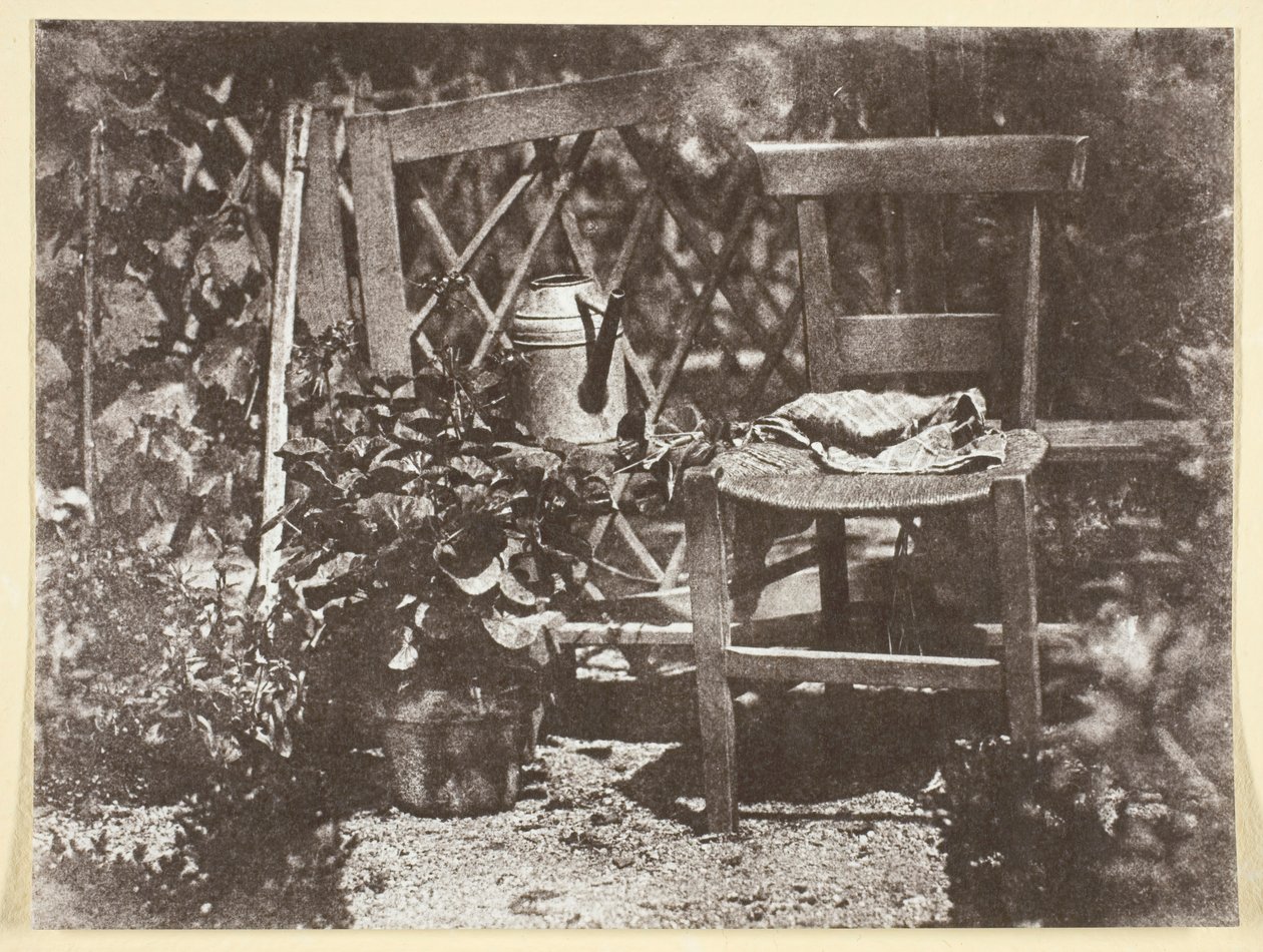 Tuoli puutarhassa, 184250, painettu 1965. tekijältä Hippolyte Bayard