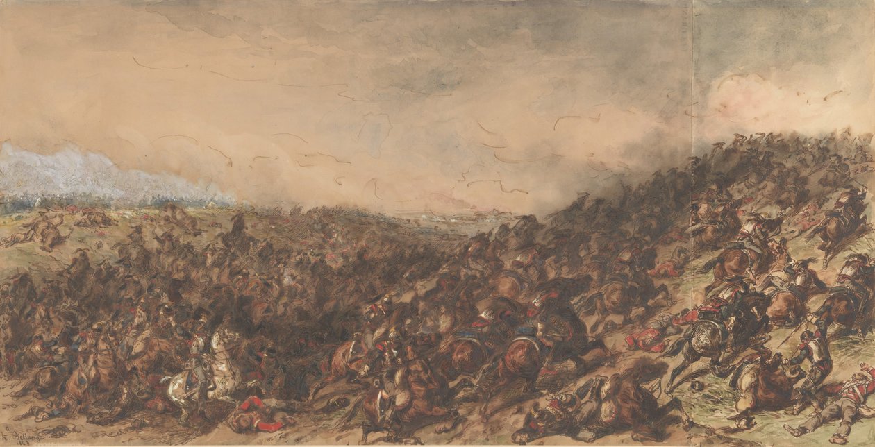 Battle Scene Waterloo, 1815-66. tekijältä Hippolyte Bellange