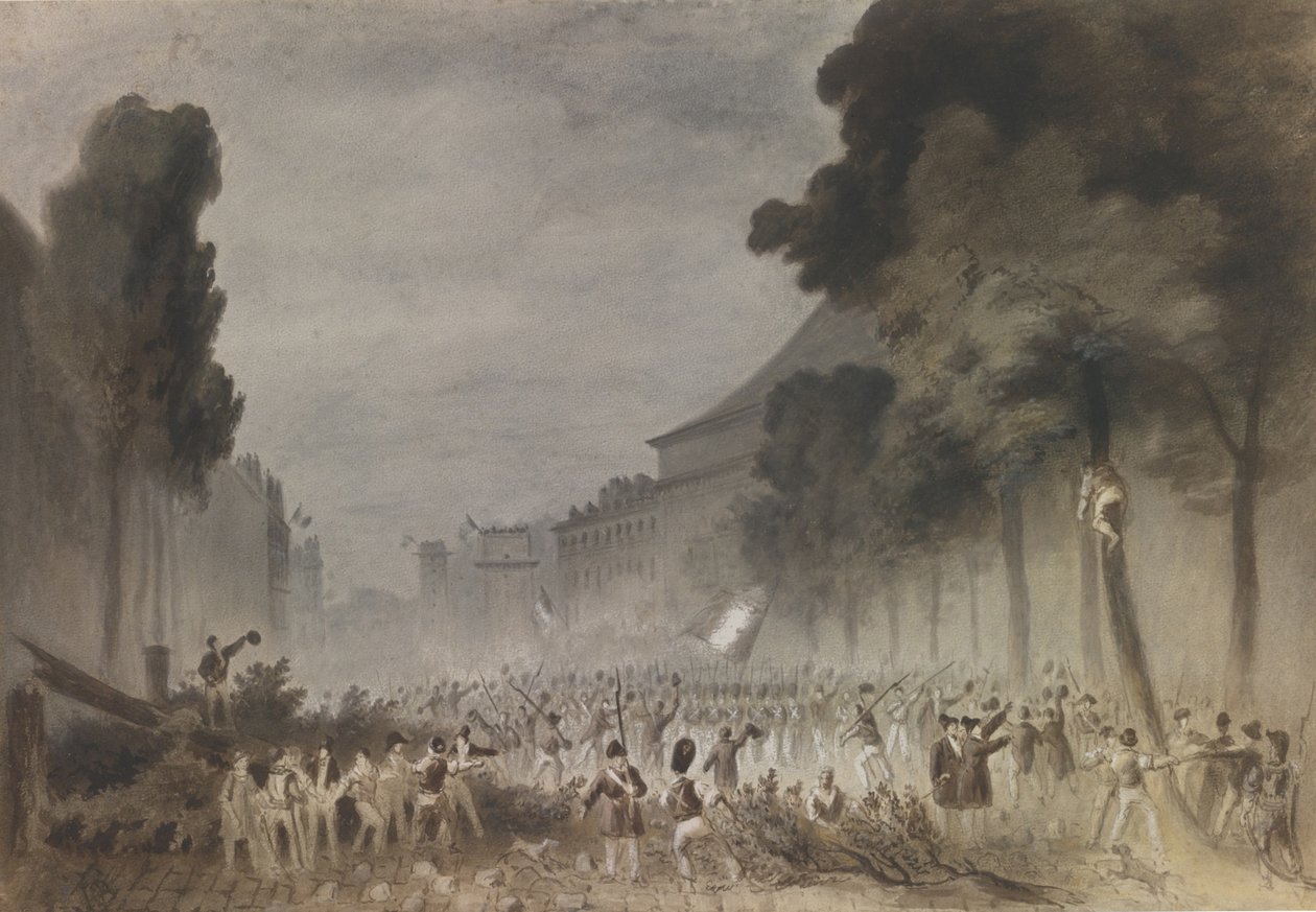 Heinäkuun vallankumous Pariisin Grands Boulevardsilla, 1830 tekijältä Hippolyte Bellange