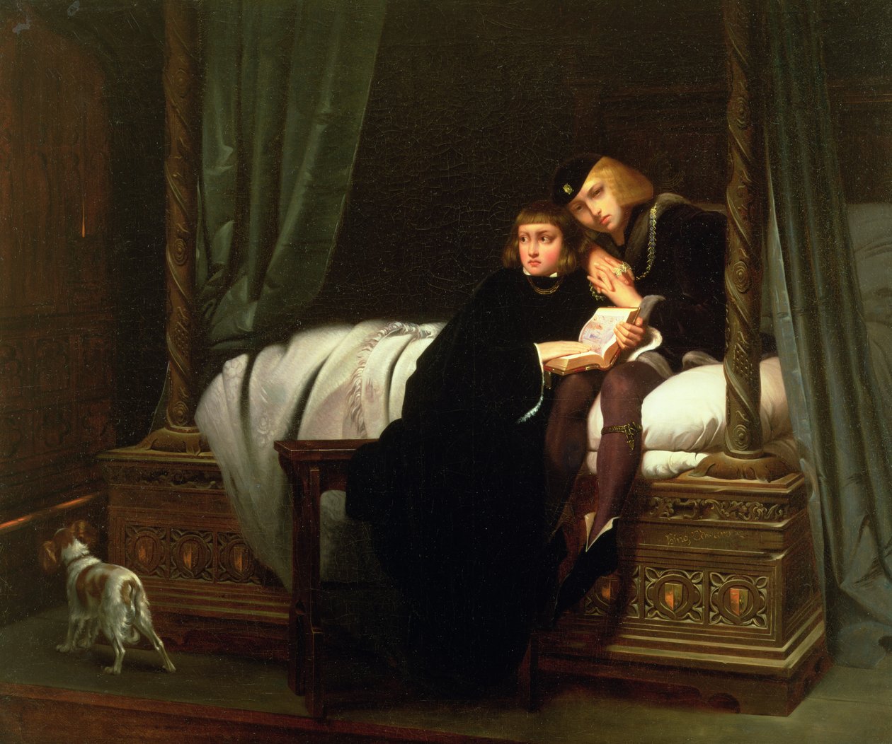 Huonekalut ja erilaiset esineet 1100- ja 1300-luvuilta tekijältä Hippolyte Delaroche