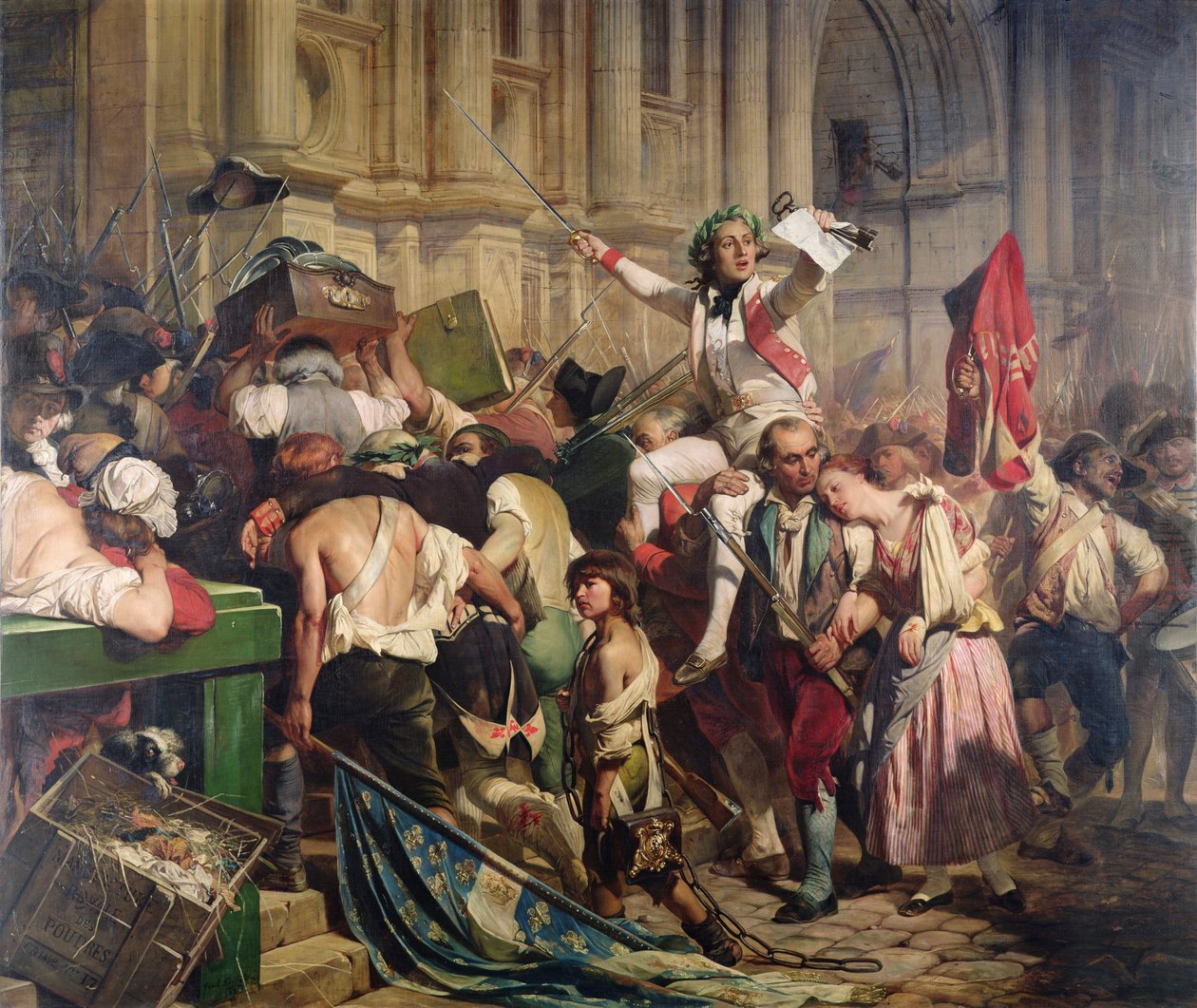 Bastillen valloittajat ennen Hotel de Villeä vuonna 1789, 1839 tekijältä Hippolyte Delaroche