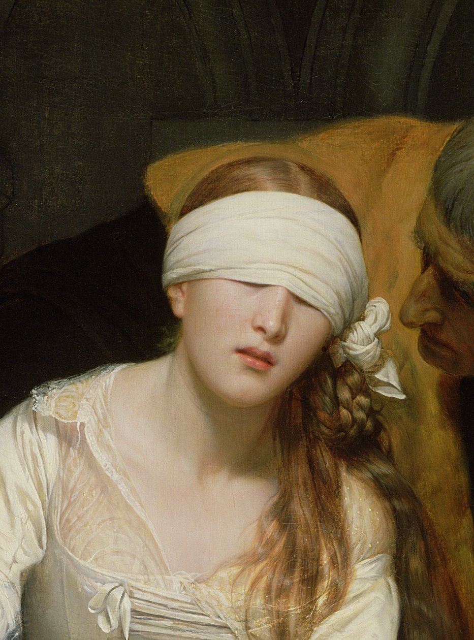 Lady Jane Greyn teloitus, 1833 (72630:n yksityiskohta) tekijältä Hippolyte Delaroche