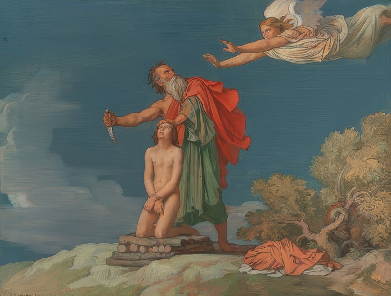 Iisakin uhri. 1860 tekijältä Hippolyte Flandrin