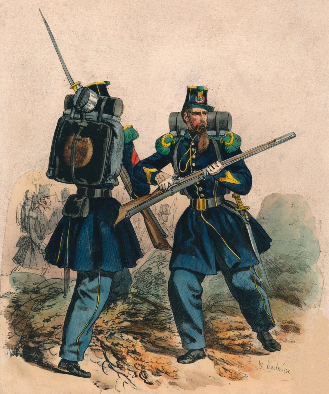Chasseurs A Pied, 1800-luvun puolivälissä. tekijältä Hippolyte Lalaisse