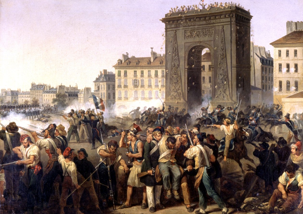 Hyökkäys Saint Denis -portille, maalaus 1830 tekijältä Hippolyte Lecomte