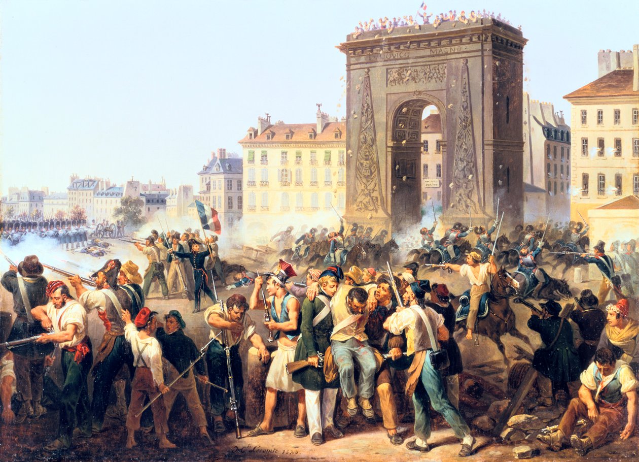 Taistelu Porte St Denisissä, 28. heinäkuuta 1830, Pariisi tekijältä Hippolyte Lecomte