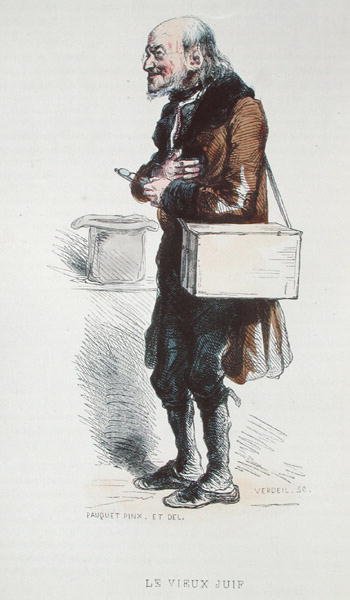 "Le Vieux Juif", kuvitus "Les Francais Par Eux-Memes" -julkaisusta, julkaisija L. Curmer Pariisissa tekijältä Hippolyte Louis and Polydore Pauquet