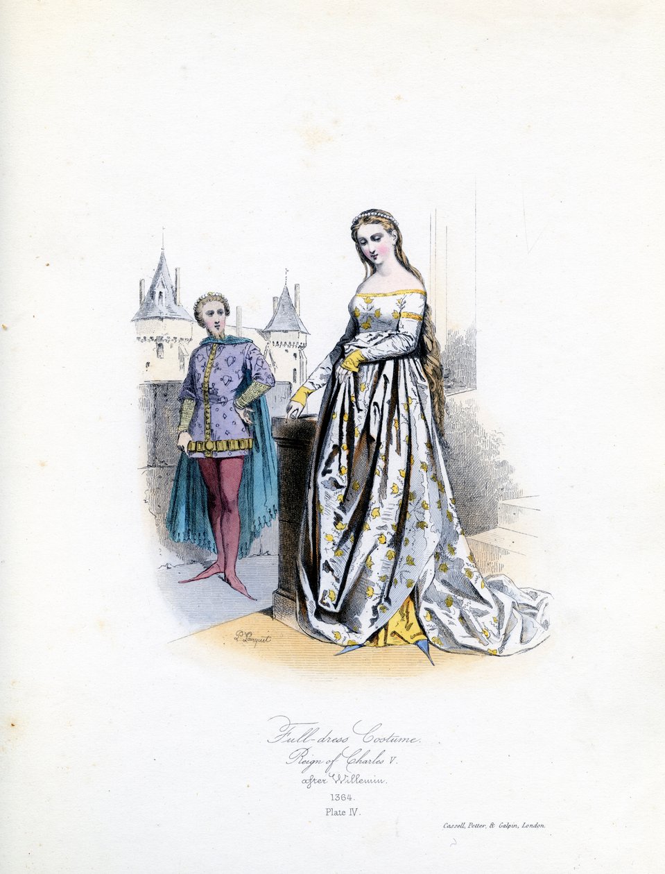 Jalo nainen täydessä mekossa tekijältä Hippolyte Louis and Polydore Pauquet