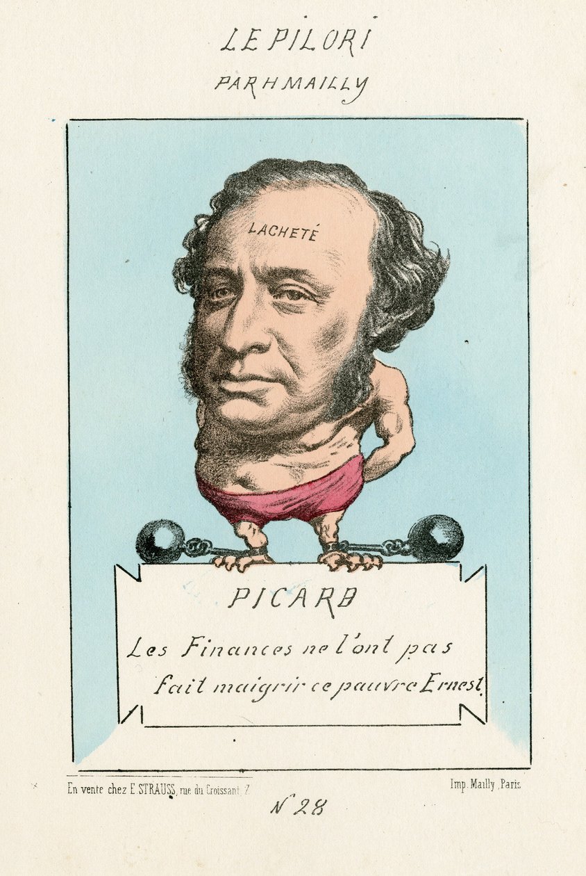 Talous ei saanut häntä laihduttamaan tätä köyhää Ernest, Le Pilori, numero 28, noin 1870 (litografia) tekijältä Hippolyte Mailly