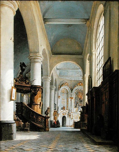 St. Denisin kirkon sisustus, Saint-Omer, 1835 tekijältä Hippolyte Victor Valentin Sebron