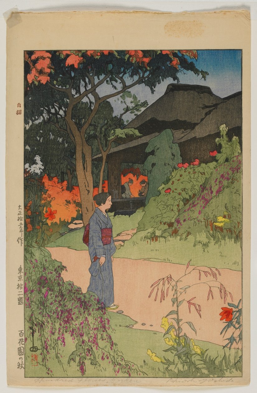 Hundred Flower Garden (Hyakkaen), sarjasta Tokion kaksitoista kohtausta, Taisho-aika tekijältä Hiroshi Yoshida