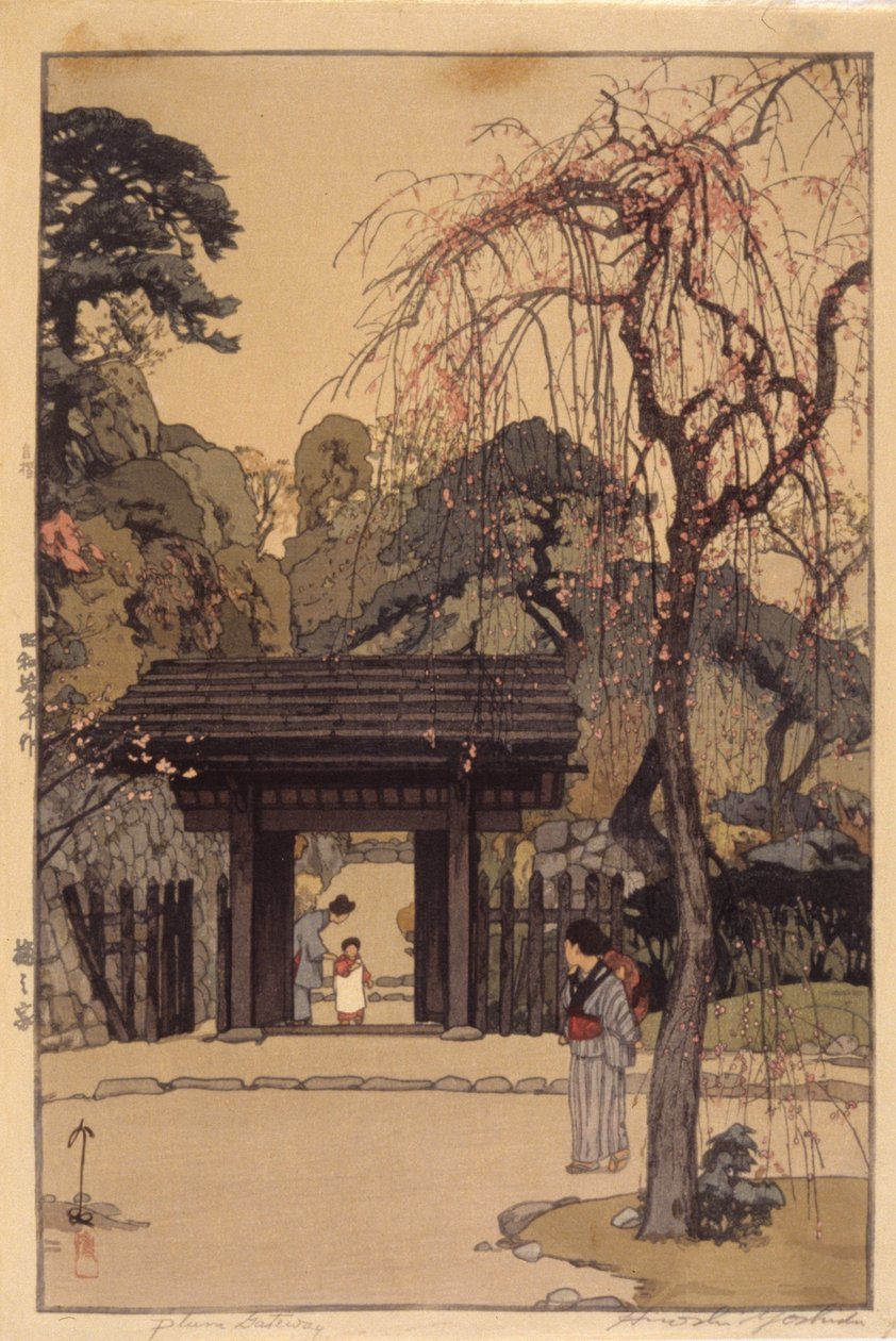Plum Gateway (värillinen puupainatus) tekijältä Hiroshi Yoshida