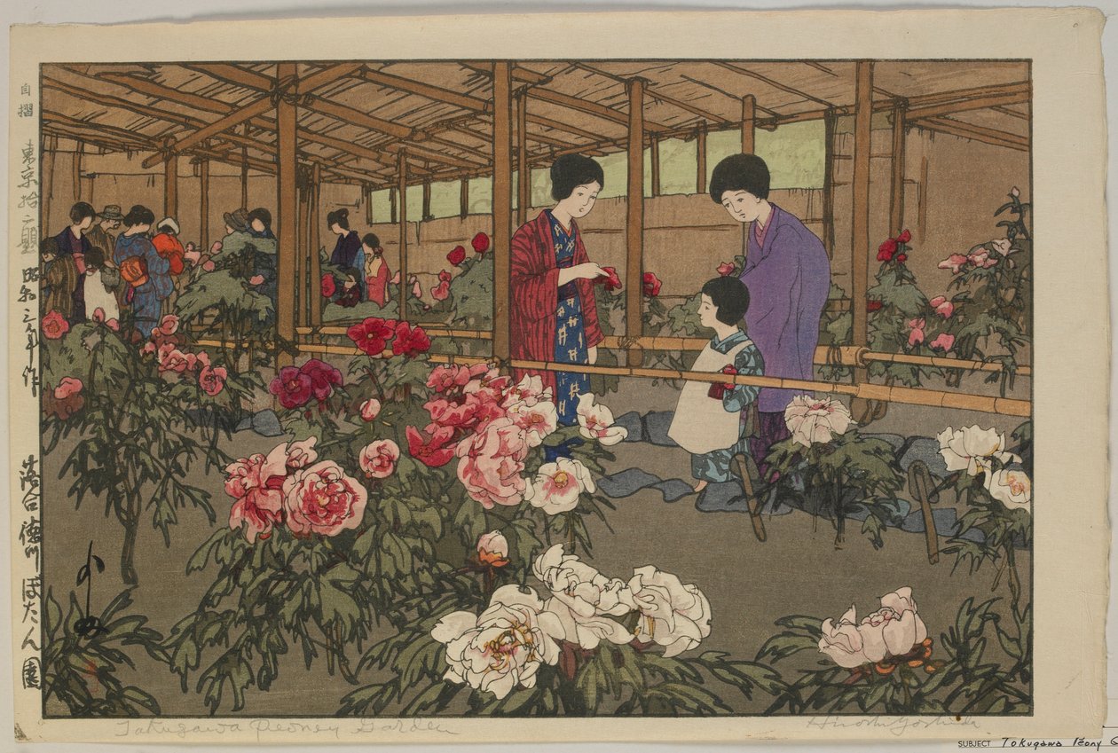 Tokugawa Peony Garden, sarjasta Tokion kaksitoista kohtausta, Showa-aikakausi tekijältä Hiroshi Yoshida