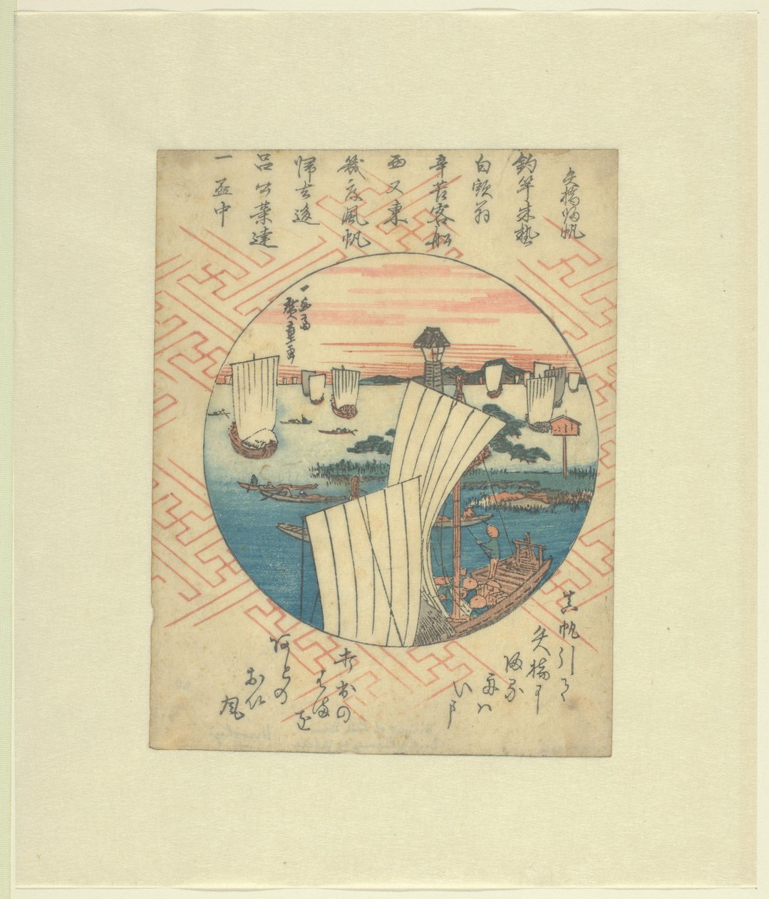 Paluupurjeet Yabaseen Yabase kihan (otsikko esineessä) tekijältä Hiroshige (I) , Utagawa