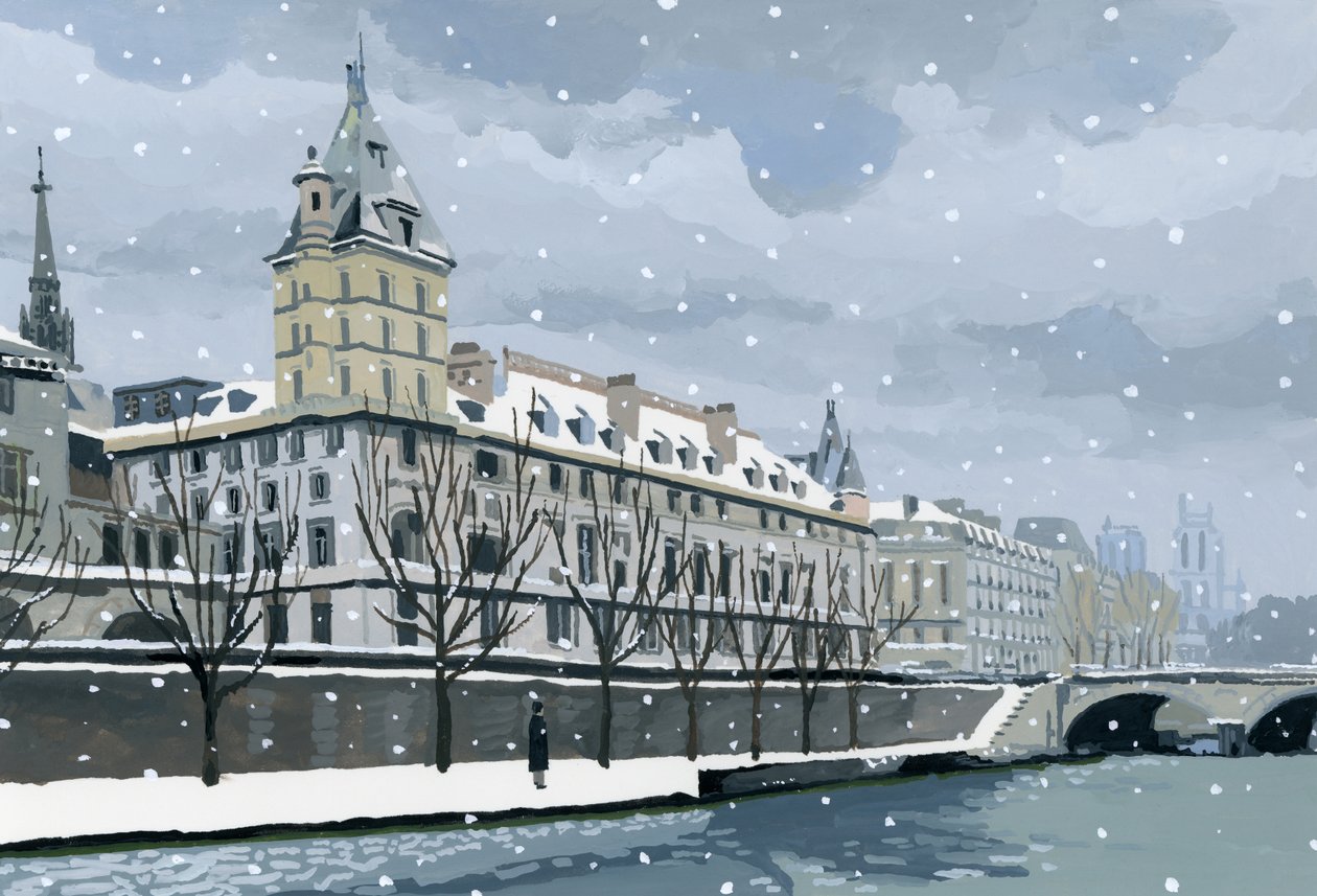Seine talvella, 2015 (guassi paperilla) tekijältä Hiroyuki Izutsu