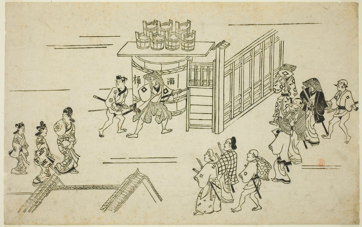 Entrada a Ageyacho, de la sèrie "The Appearance of Yoshiwara (Yoshiwara no tei)" finlandès tekijältä Hishikawa Moronobu