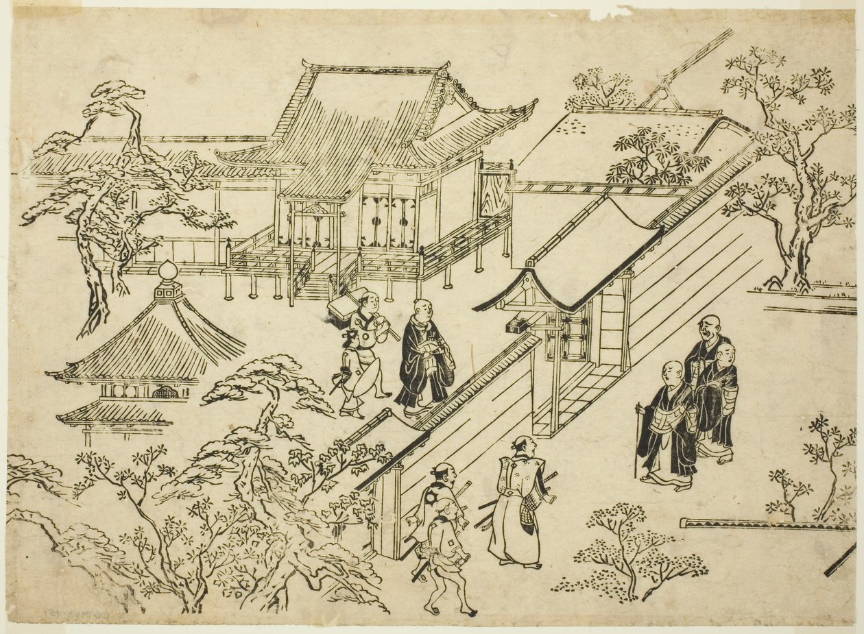 Honbo, sarjasta "Scenes of Flower-viewing at Ueno (Ueno hanami no tei)" tekijältä Hishikawa Moronobu