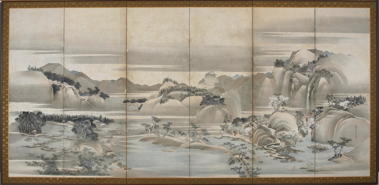 Neljän vuodenajan maisemat: Kevät ja kesä, Edo-kausi, 1700-luvun loppu - 1800-luvun alku. tekijältä Hishikawa Sori