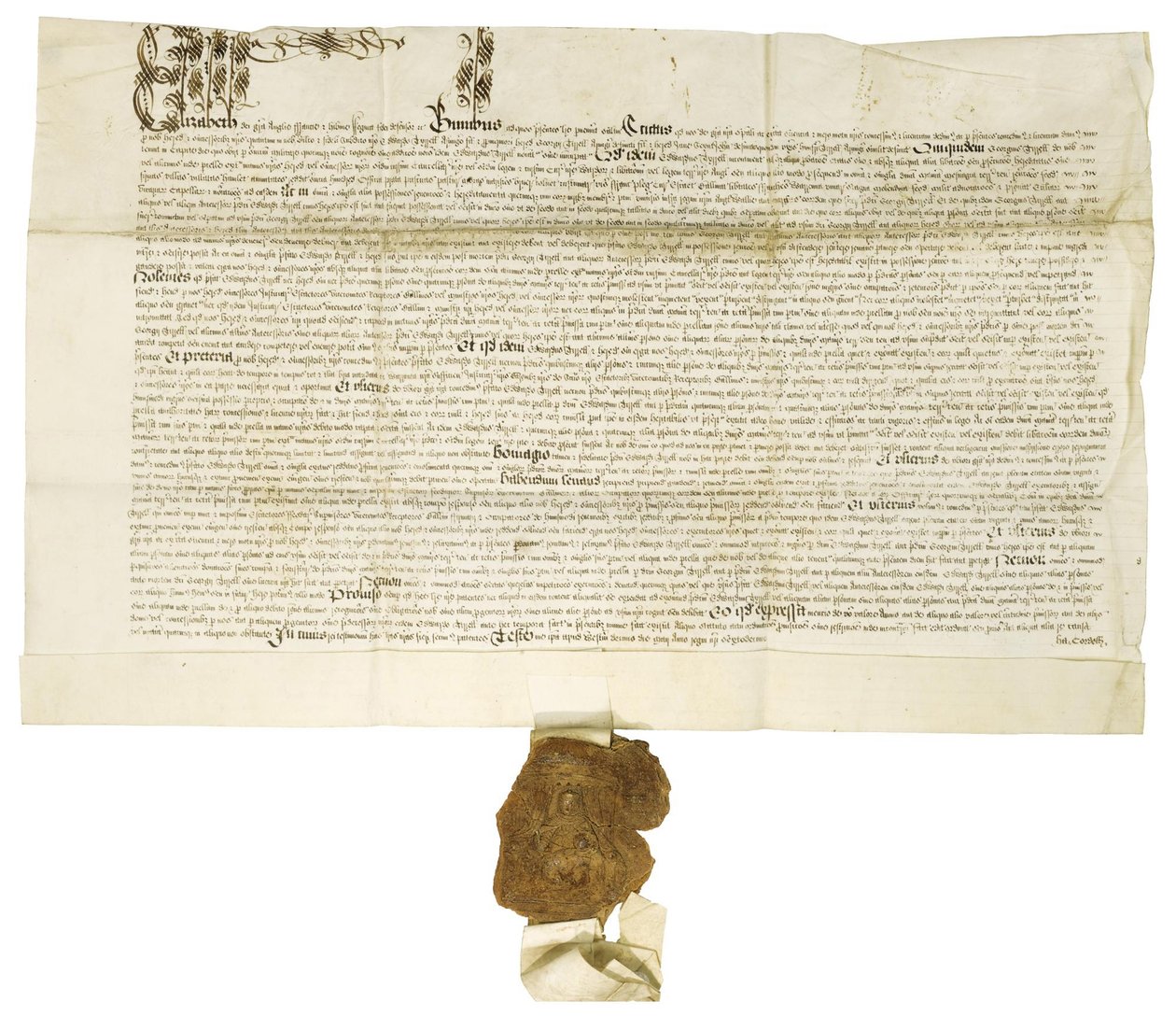 Kuningatar Elisabet I:n kuninkaallisella suurella sinetillä allekirjoittama asiakirja, 1564 tekijältä Historical Document
