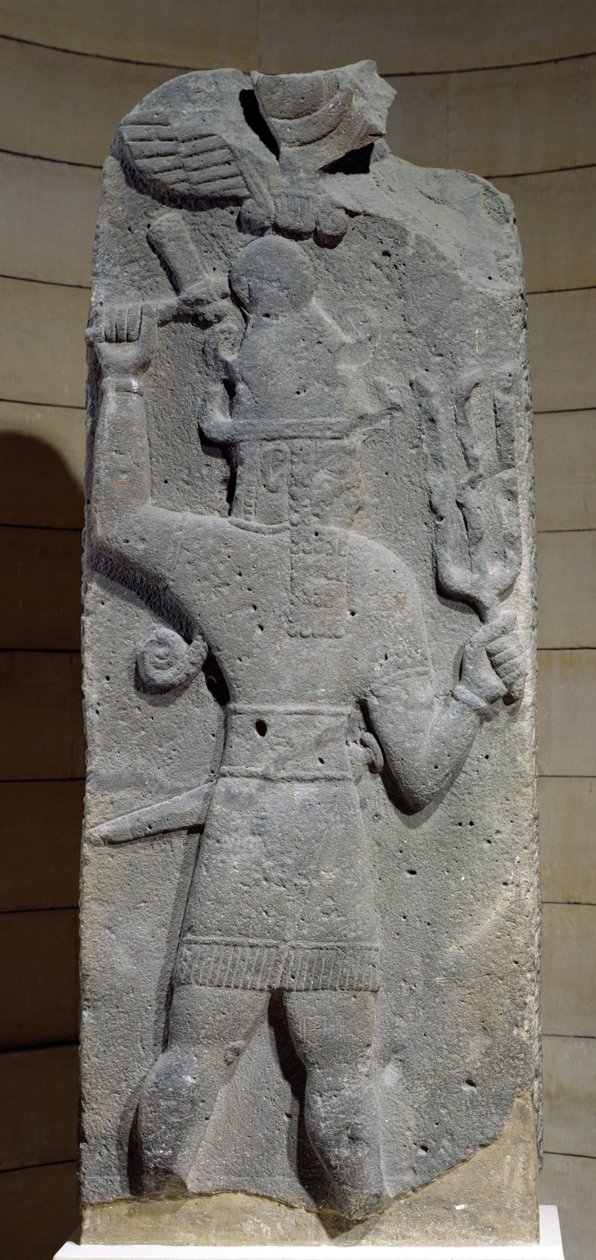 Stela of Teshub, Syyrian myrskyjumala, Tell Ahmarista, Syyriasta (basaltti) tekijältä Hittite