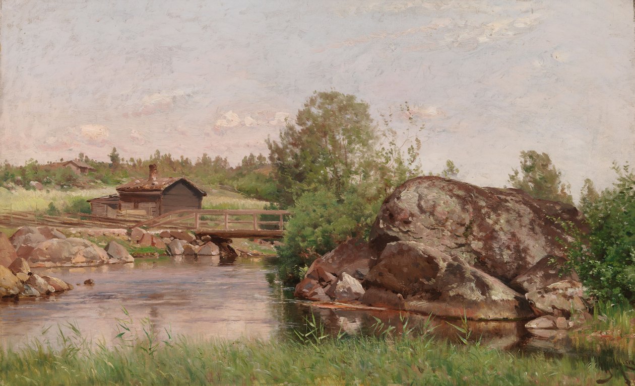 Virta-maisema tekijältä Hjalmar Munsterhjelm