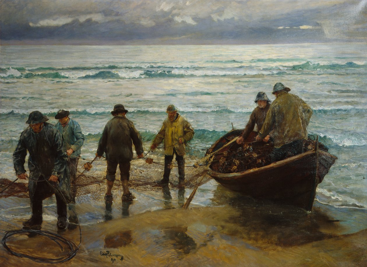 Lohen kalastajat Selessä tekijältä Hjalmer Eilif Emanuel Peterssen