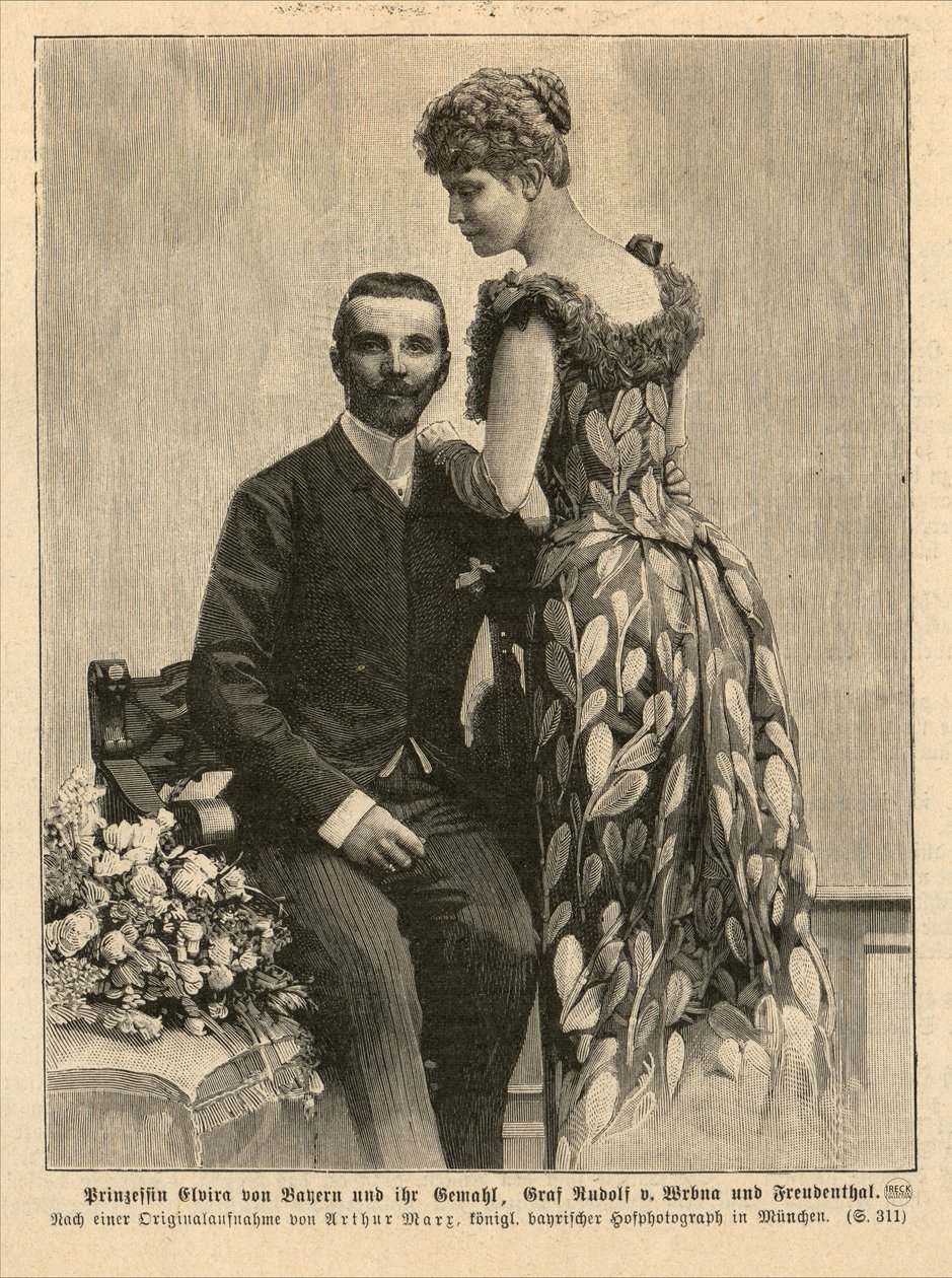 Baijerin prinsessa Elvira (1868-1943) puolisonsa Rudolf von Wrbna-Kaunitz-Rietberg-Questenberg und Freudenthalin kanssa. tekijältä Hofphotograph Arthur Marx