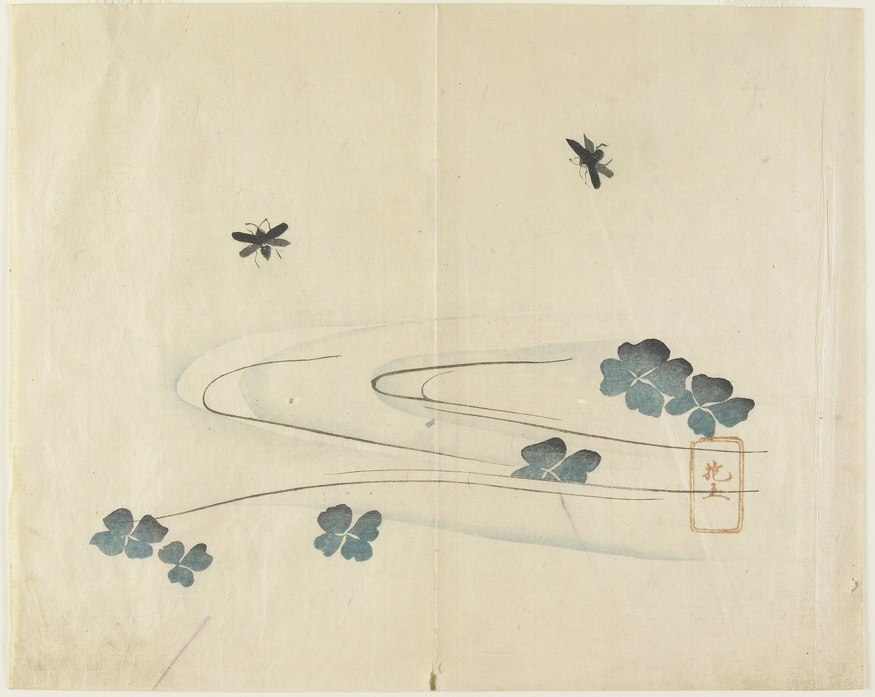 (Hyönteiset, jotka lentävät veden yllä), c. 1830 tekijältä Hogyoku