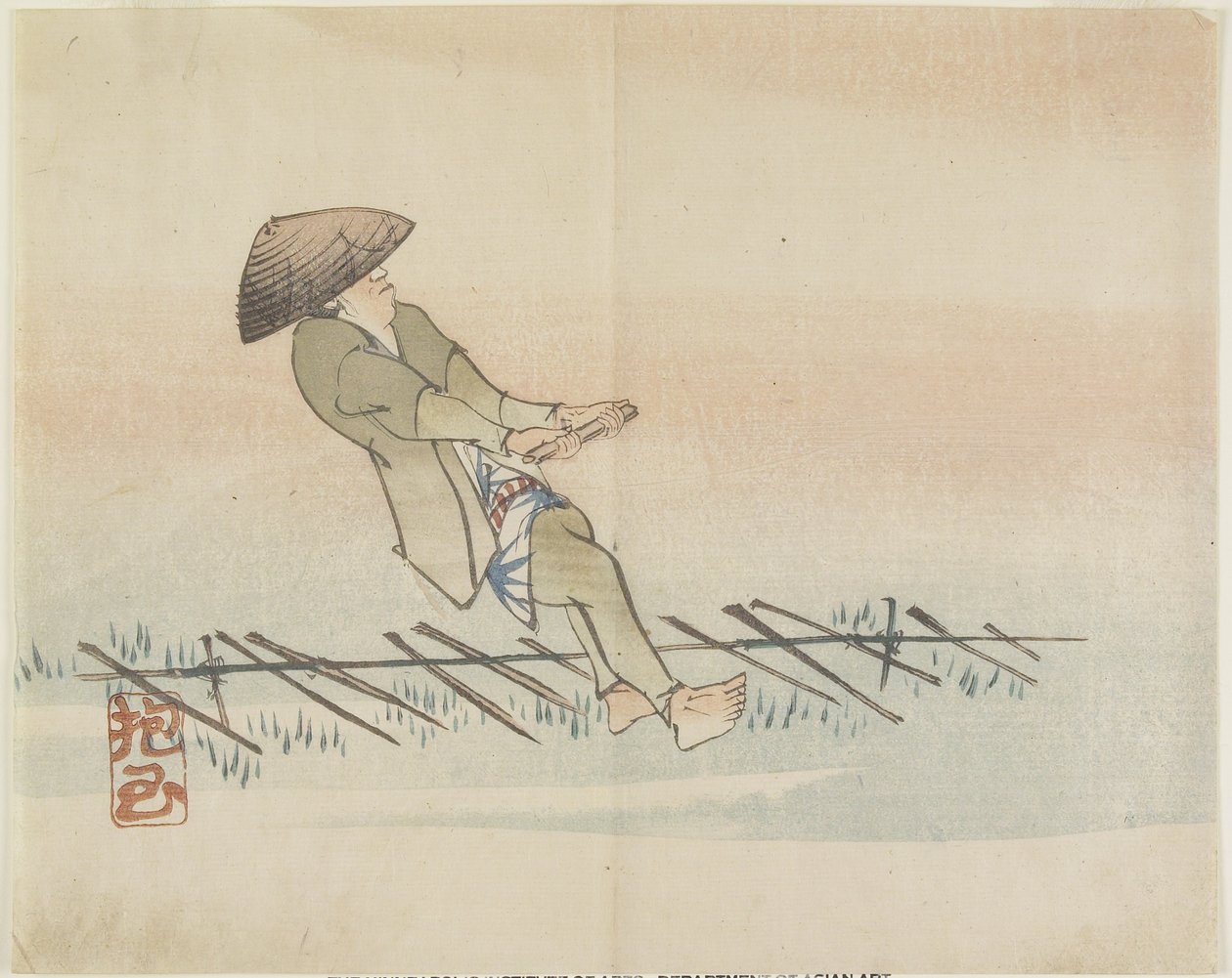 (Man Pulling Silk Thread), n. 1830 tekijältä Hogyoku