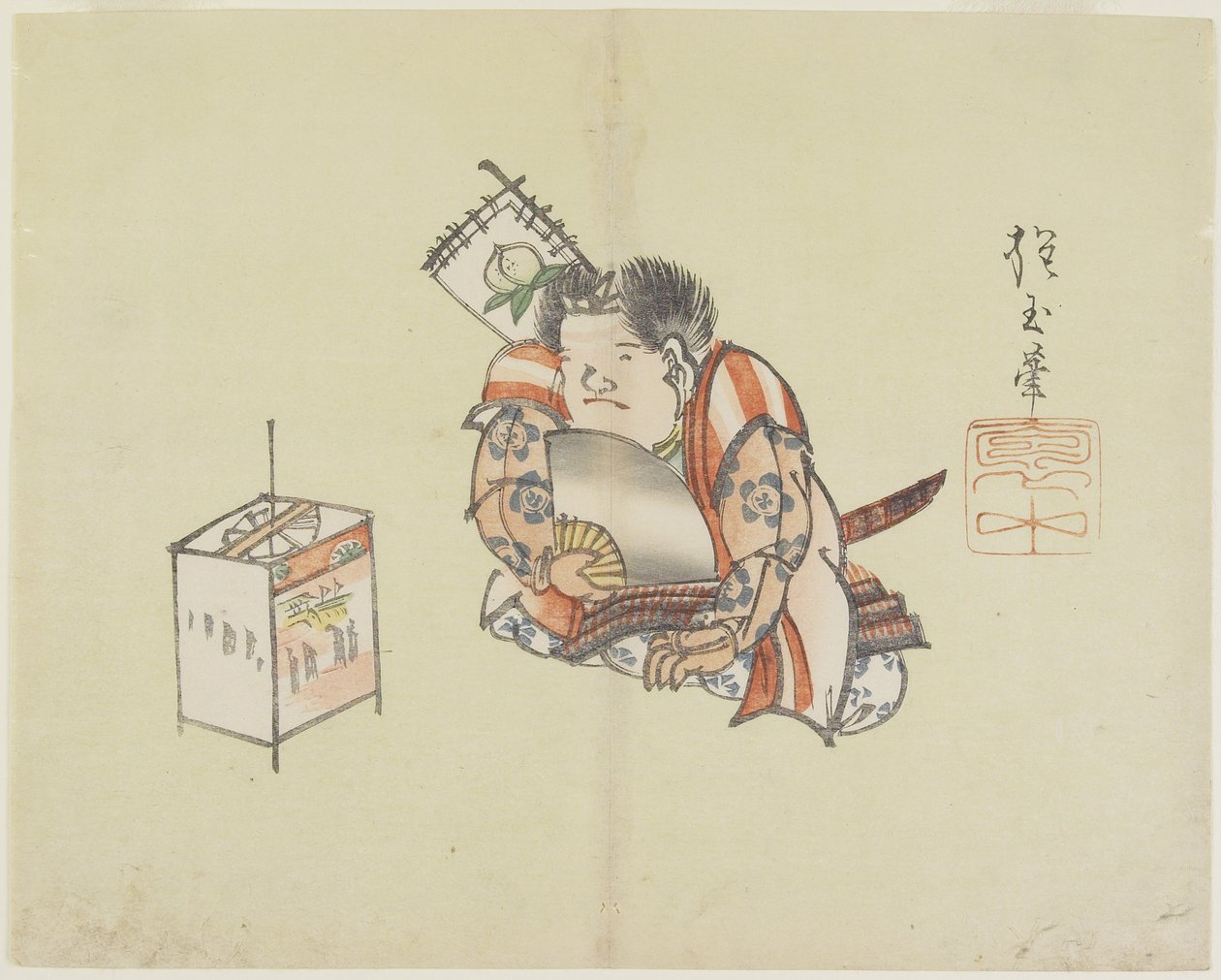 (Momotaro_ Tuulettimen käyttäminen), c. 1830 tekijältä Hogyoku