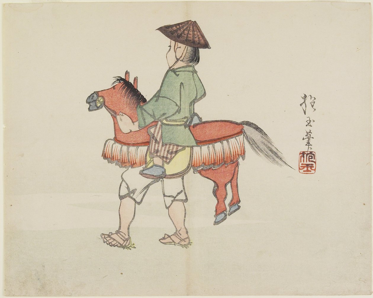 (Katuesiintyjä hevosasussa), c. 1830 tekijältä Hogyoku