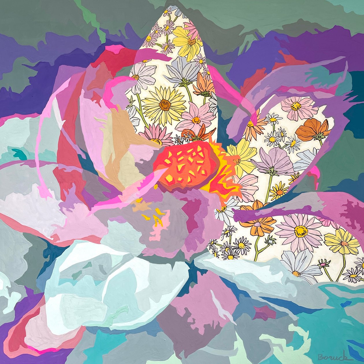 Floral Abstract #10, 2023 (guassi paperille) tekijältä Holly Boruck
