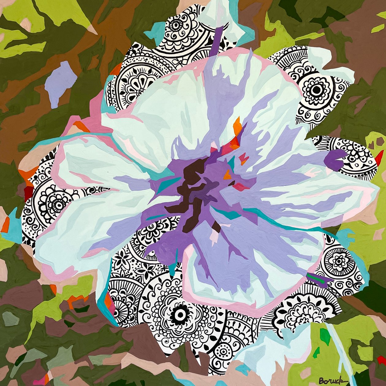 Floral Abstract #4, 2023 (guassi paperille) tekijältä Holly Boruck