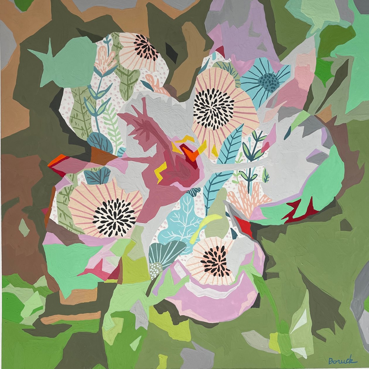 Floral Abstract #5, 2023 (guassi paperille) tekijältä Holly Boruck
