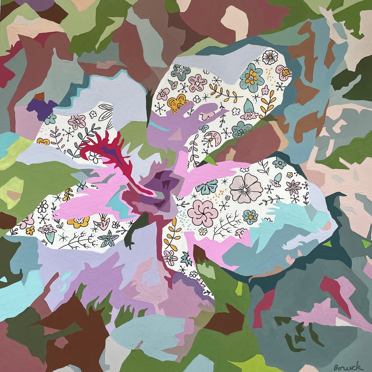 Floral Abstract #7, 2023 (guassi paperille) tekijältä Holly Boruck