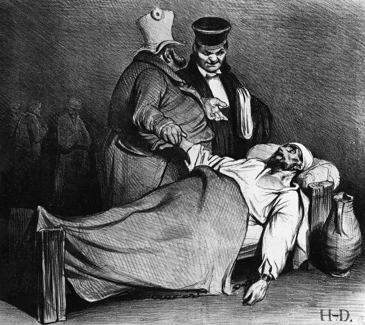 Louis-Philippen karikatyyri ranskalaisen oikeusministerin kanssa, "La Caricature", 11. syyskuuta 1834 tekijältä Honoré Daumier