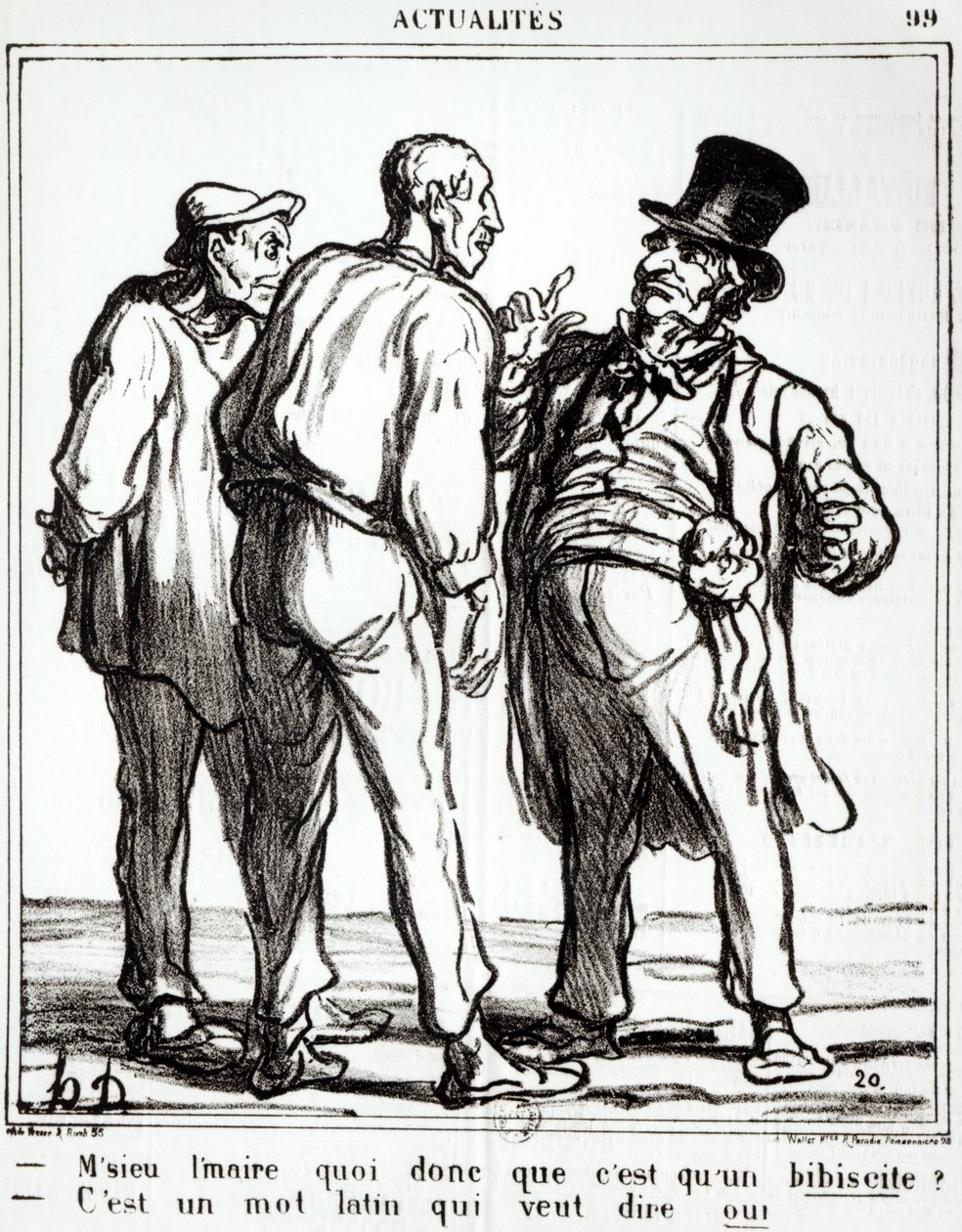 Sarjakuva 8. toukokuuta 1870 järjestetystä kansanäänestyksestä, Le Charivari -lehdestä. tekijältä Honoré Daumier