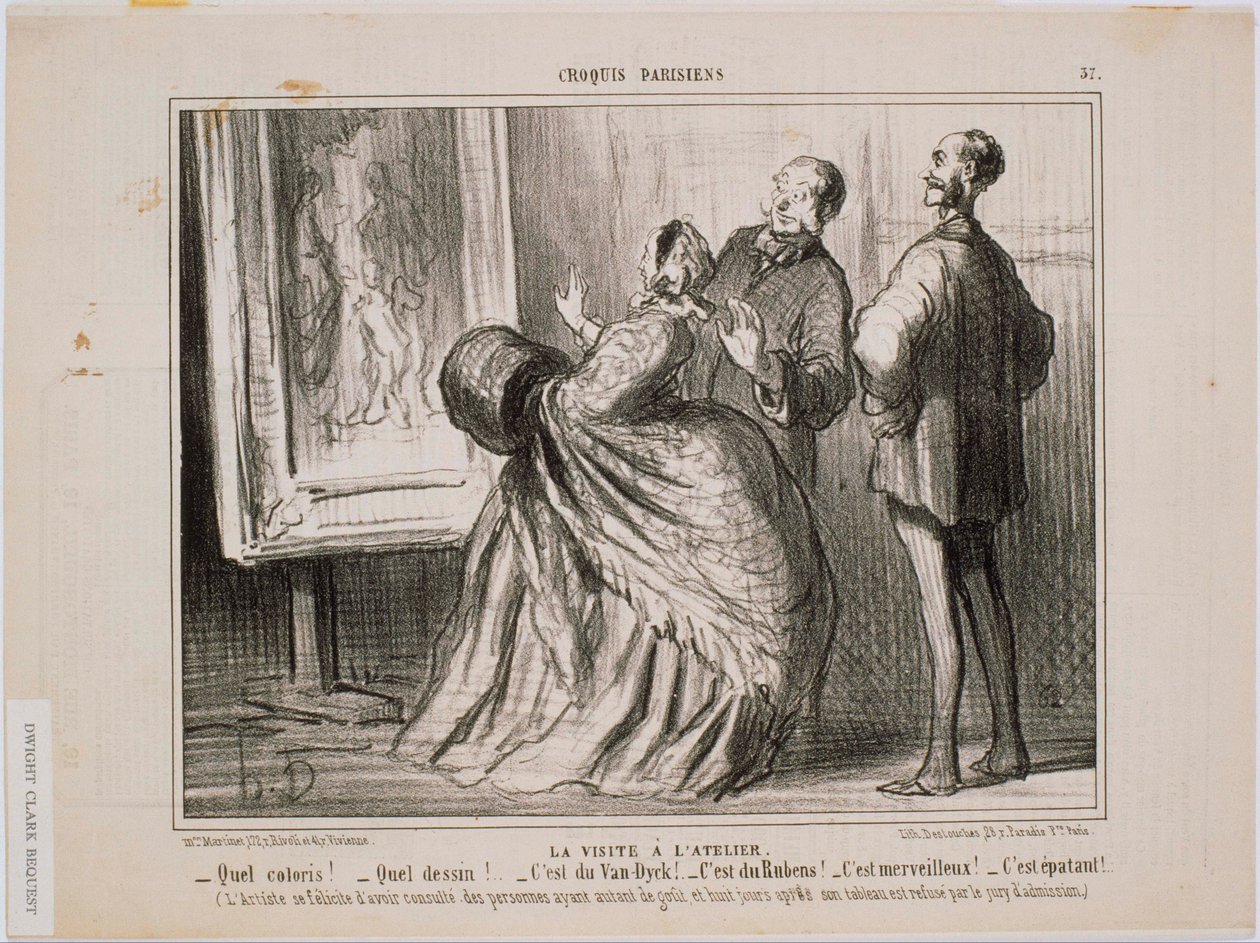 Croquis Parisiens- La visite à latelier- Quel croquis! Hemmetti! Cest du Van Dyck tekijältä Honoré Daumier