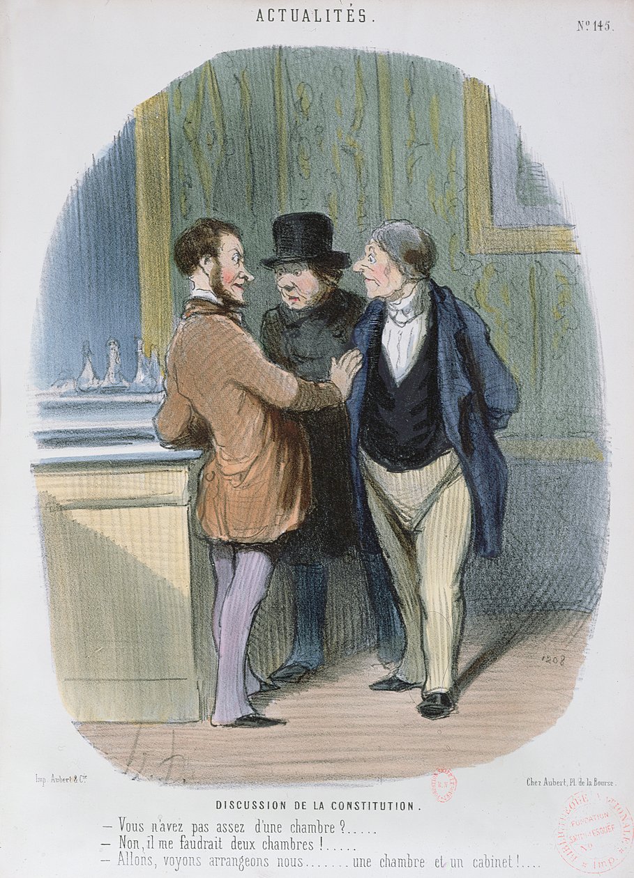 Keskustelu perustuslaista, 1848 tekijältä Honoré Daumier