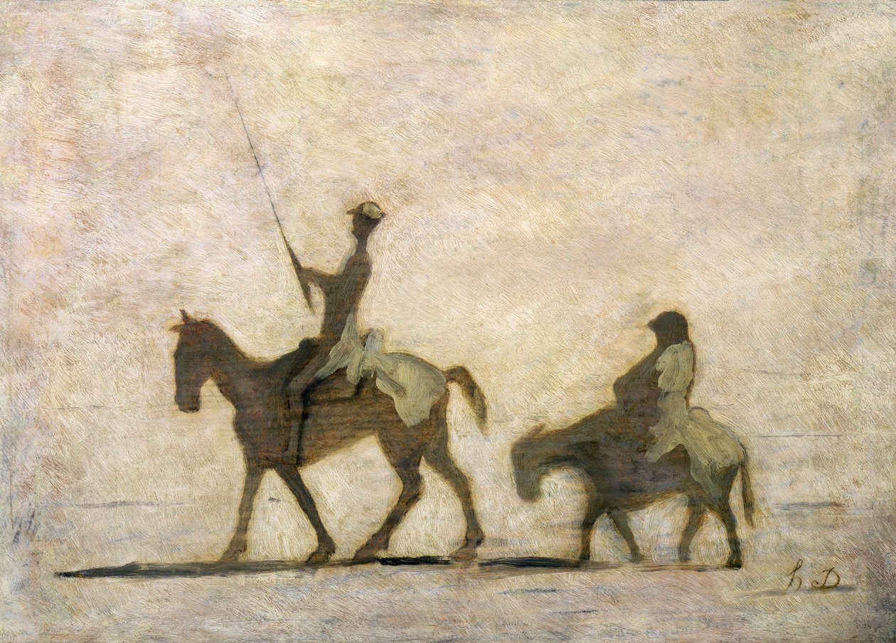 Don Quijote ja Sancho Panza (öljy) tekijältä Honoré Daumier