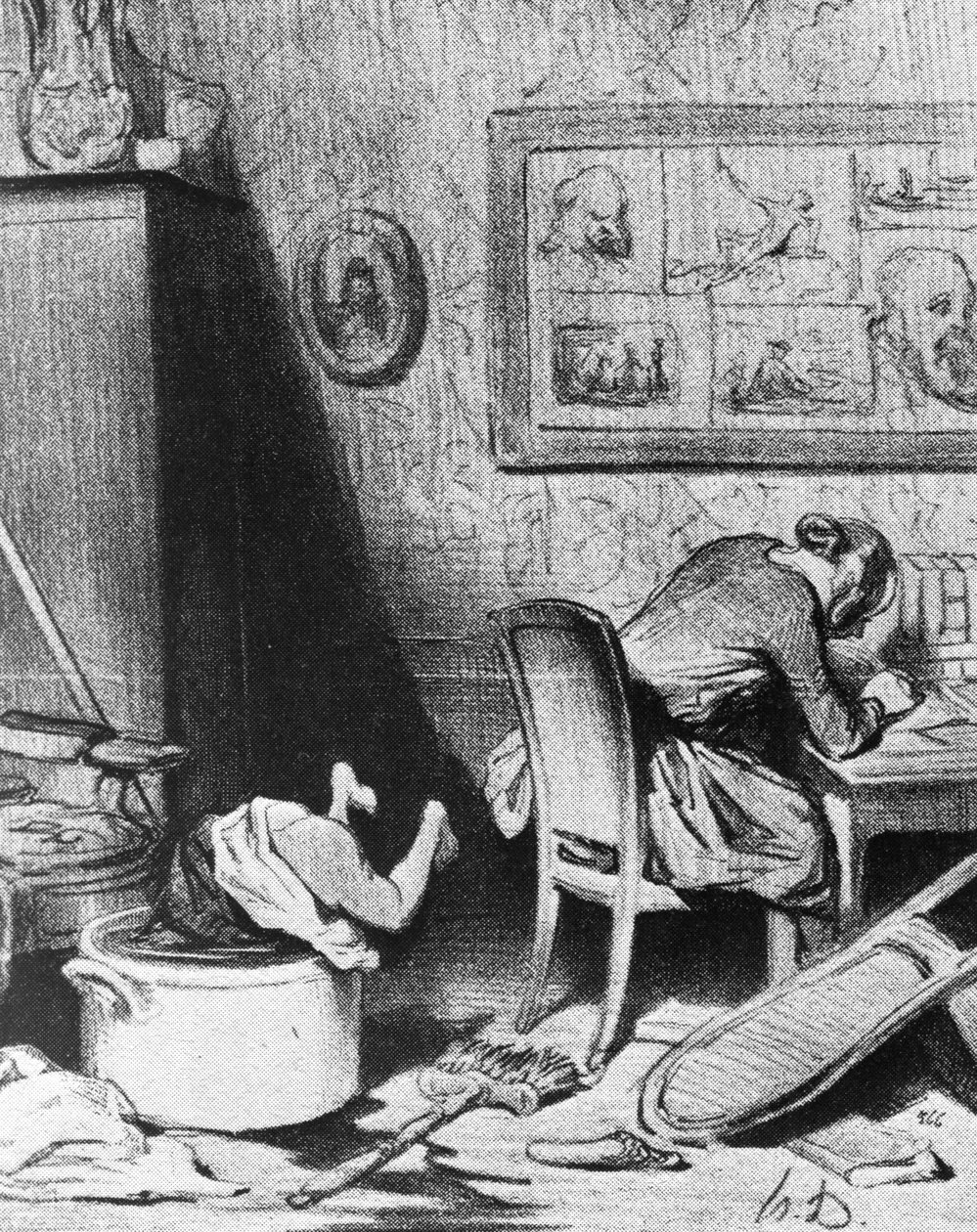 Naiskirjailija laiminlyö perheensä tekijältä Honoré Daumier