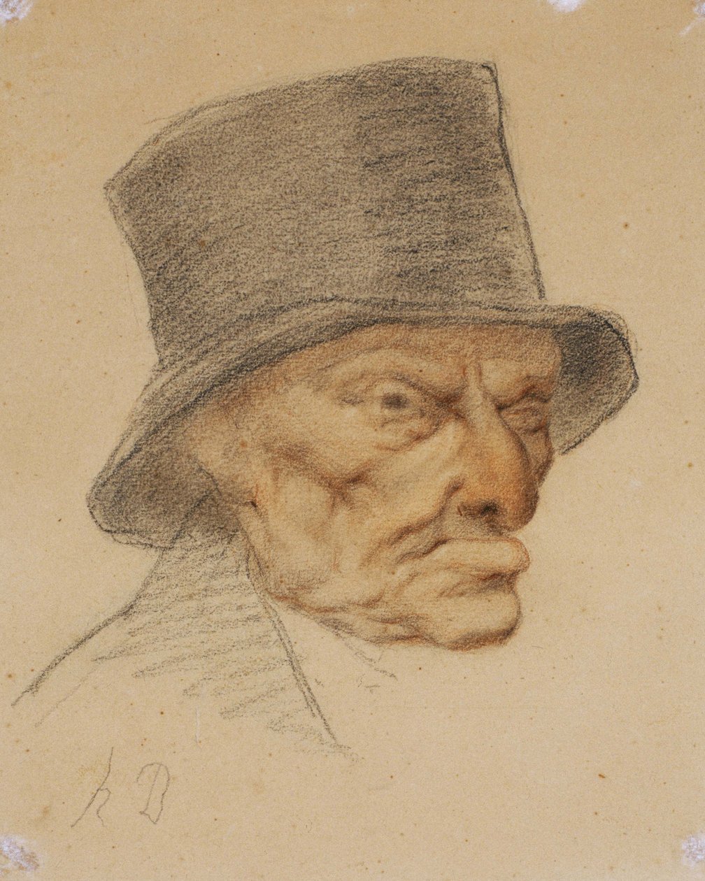 Vanhan miehen pää tekijältä Honoré Daumier