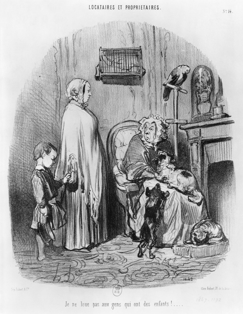 En palkkaa lapsia, levy 14 sarjasta "Vuokralaiset ja omistajat" tekijältä Honoré Daumier