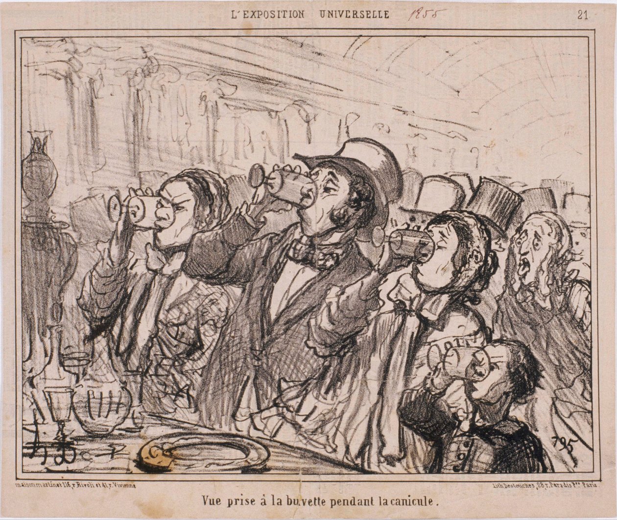 LExposition Universelle- Vue-palkinto à la buvette riipus la canicule tekijältä Honoré Daumier