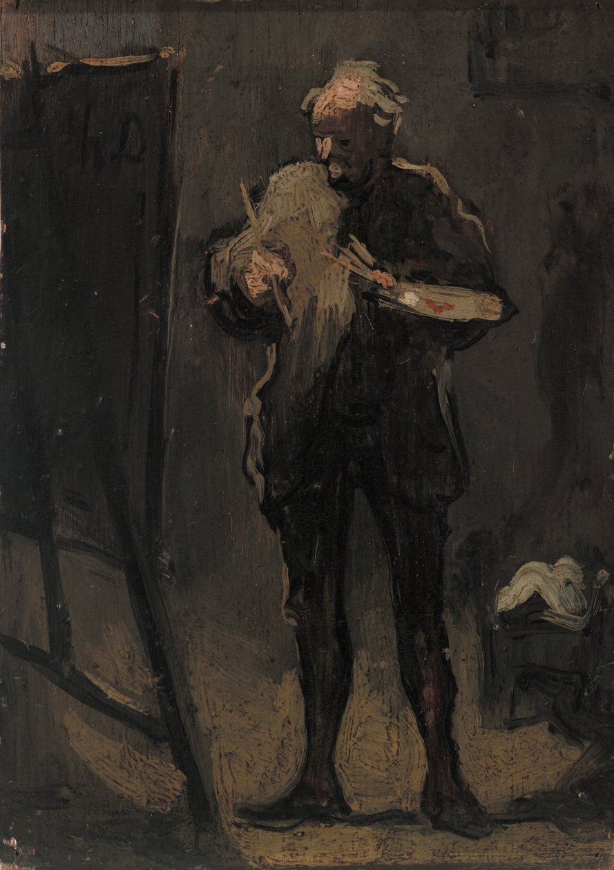 Taidemaalari maalauksensa edessä tekijältä Honoré Daumier