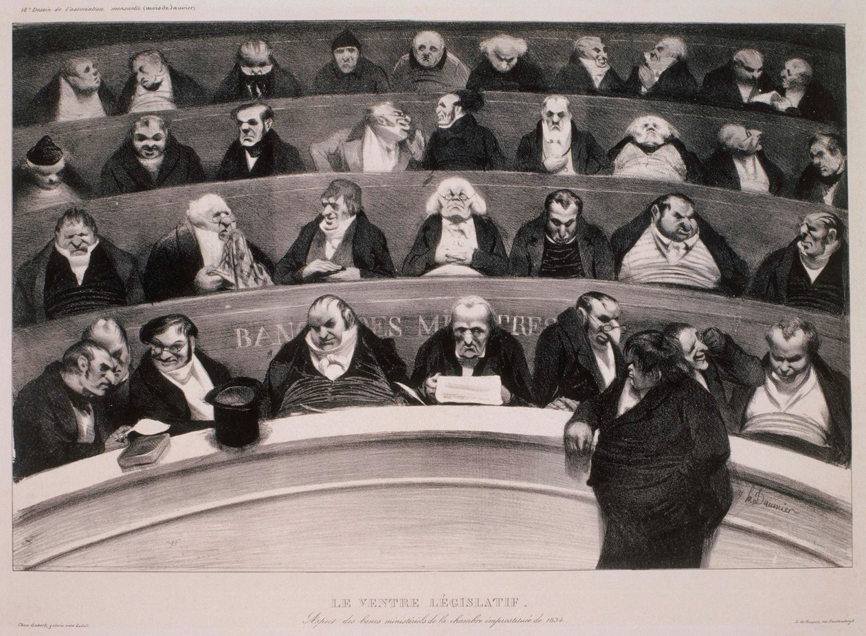 Lainsäädäntöä koskeva vatsa tekijältä Honoré Daumier