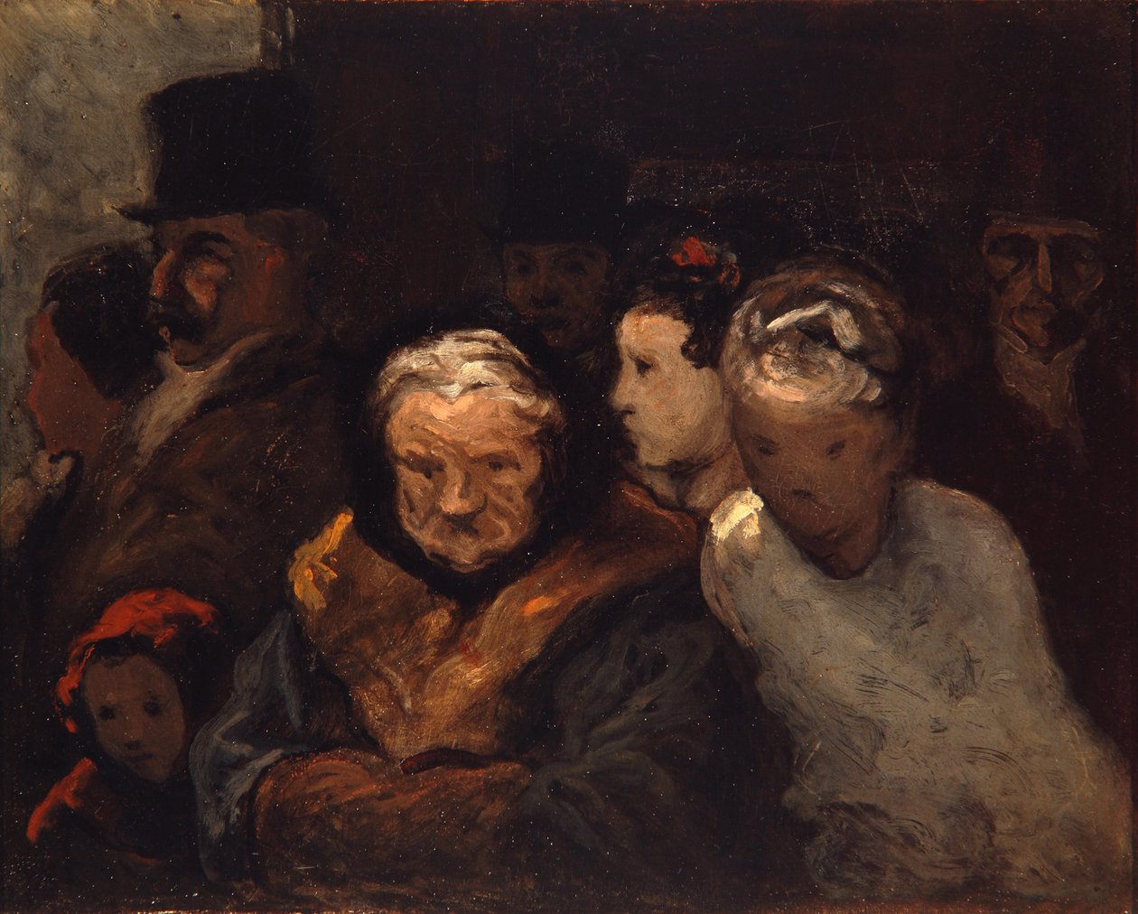 Poistuminen teatterista, n. 1865 tekijältä Honoré Daumier