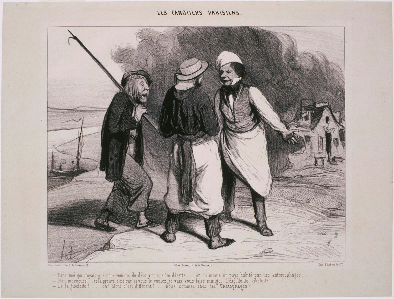 Les Canotiers Parisiens- Tiens! Moi qui croyais que nous venions de découvrir… tekijältä Honoré Daumier