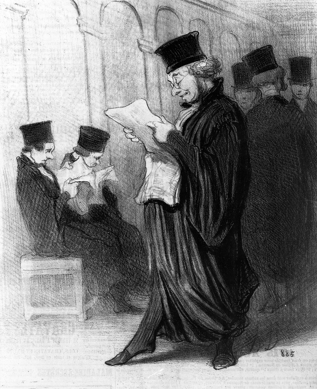 Les Gens de Justice, sarjakuva elokuvasta "Le Charivari", 26. maaliskuuta 1846 tekijältä Honoré Daumier